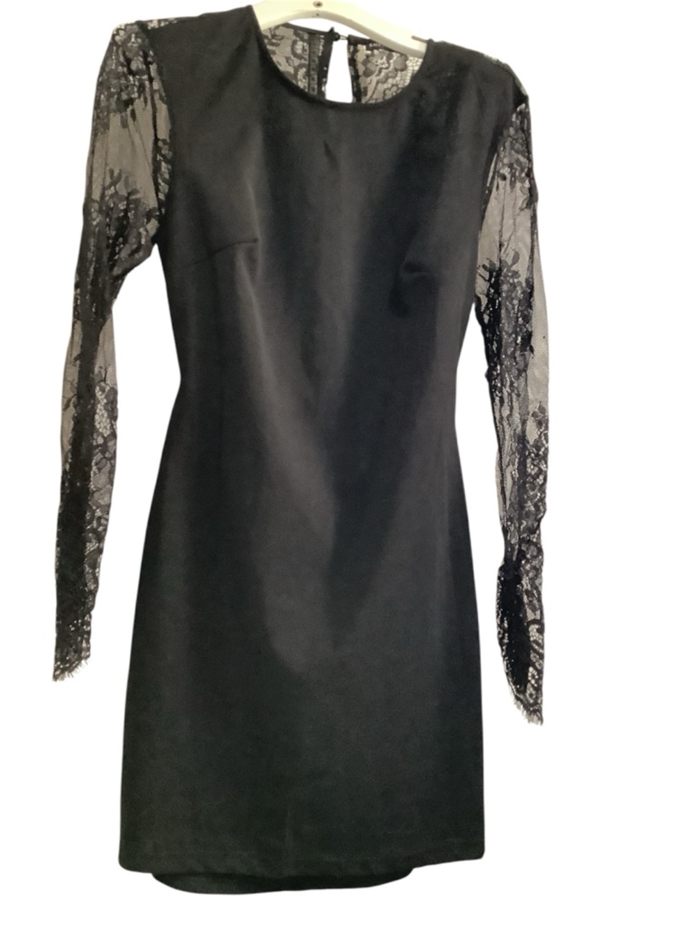 SHEIN Black Long Sleeve Lace Sleeve Sheath Dress